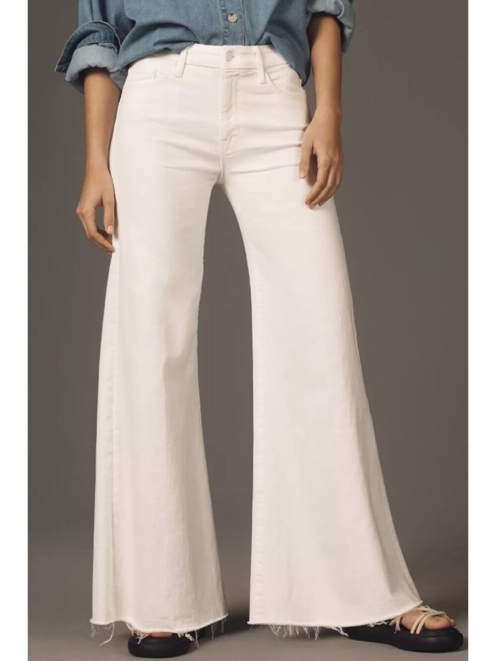 NWT Mother The Roller Fray in Fairest Of Them All High Rise Wide Leg Jeans 32
